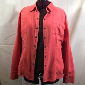 CATO sz L melon / orange blouse jacket snaps